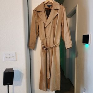 Polo Ralph Lauren Vintage Unisex 12 Trench Coat Double Breasted Khaki Wool Line